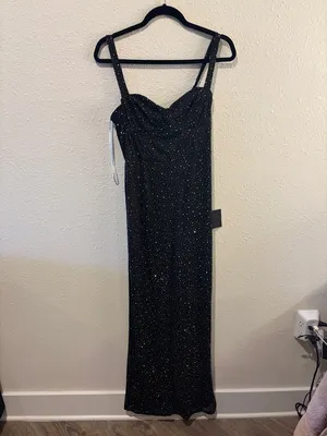 Lulus A-lister Black Rhinestone Bustier Maxi Dress - Size M thumbnail 2
