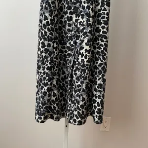 Zara MobWife Moody Animal Print Ruffle Strap Button Midi Dress M Black‎ White thumbnail 3