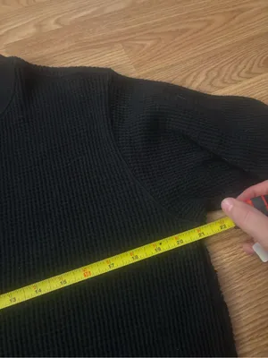 Aerie Black Waffle Knit Crewneck Sweater Size XS thumbnail 5