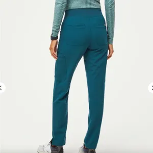 Womens New Figs High Waisted Yola W Yoga Scrub Pants Caribbean Blue 5XLR thumbnail 3