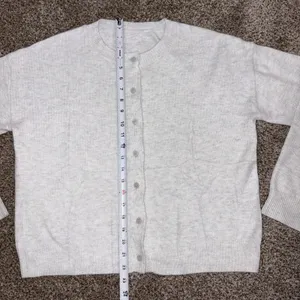 Women's Gray Button Front Knit Cardigan Sweater Crew Neck Solid Size M Size M thumbnail 3