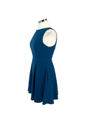 B. Darlin Teal Fit and Flare Preppy Sleeveless Mini Dress Peacock Blue Size 6 thumbnail 5