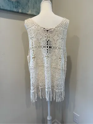 Annabelle Crochet Fringe Tank Top — Cream & Black Label thumbnail 2
