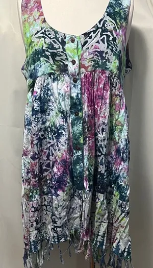 Colorful Sleeveless Tie-Dye Dress-beach coverup thumbnail 1