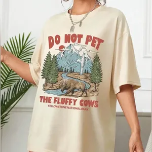 Yellowstone National Park ‘Do Not Pet The Fluffy Cows’ Buffalo T-shirt M Unisex thumbnail 2