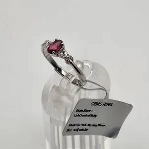 NWT Sterling Silver & Lab Created Ruby Adjustable Ring Red thumbnail 3