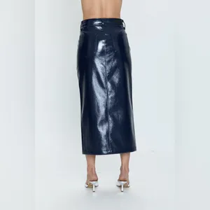 Pistola‎ Alice Utility Midi Skirt in Navy Vinyl Size 29 thumbnail 13