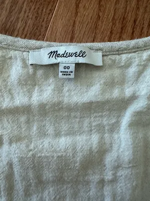 Madewell V-Neck Button Down Romper Womens Linen Blend Sleeveless Beige, Sz 00 thumbnail 6