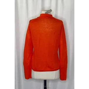 NWT!! J. CREW Collared Button-Up Sweater Cardigan Linen Poppy Orange Red Small thumbnail 9