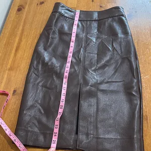 Babaton Brown Vegan Leather Pencil Skirt thumbnail 6