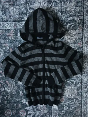 Brandy Melville Alana Wool Zip-Up Striped Sweater thumbnail 2