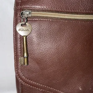 Vintage Y2k Fossil Boho Hippie Gypsy Brown Crossbody Genuine Leather Purse‎ Bag thumbnail 2
