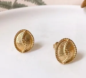 Vintage Avon Western 24K Gold Plated Oval Rope Edge 1/2” Earrings thumbnail 1