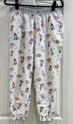Hollister Sleep Santa Dogs pajama pants size L thumbnail 1
