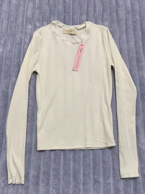 Kids Long-Sleeve Crewneck Top - Cream thumbnail 1