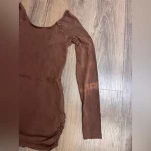 Free People Movement Brown Lets Volley Romper Onesie Long Sleeve Mini Dress FLAW thumbnail 4