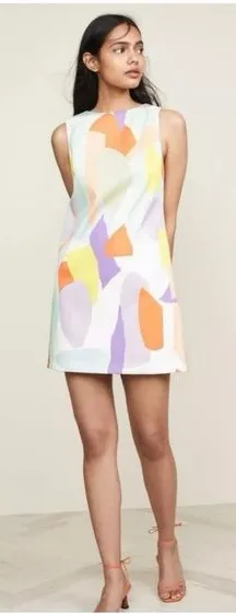 Alice + Olivia Dress Womens 4 Multicolor Abstract Print Sleeveless Shift Mini thumbnail 1
