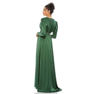 Mac Duggal 55702 Satin Puff Shoulder Rhinestone Encrusted Gown Green‎ 10 NEW thumbnail 3