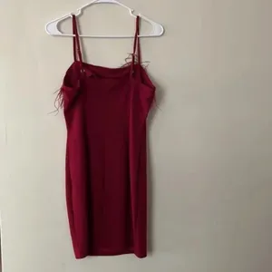 Iris Garnet Feather Trim Cami Dress Women Size M thumbnail 6