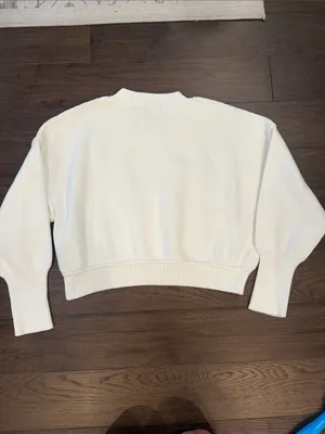 Vici Ivory Ribbed Cropped Crewneck Sweater Size Medium - C59-020 thumbnail 8