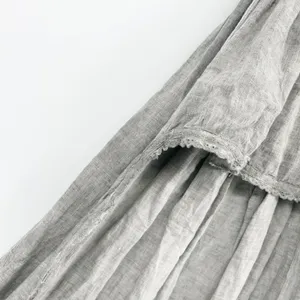 Muche et Muchette Womens 100% Linen Lace Lagenlook Tiered Boho Maxi Skirt OS thumbnail 3