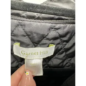 Garnet‎ Hill Black Essential Quilted Coat Snap Zip Removable Hood Sz 14 Pockets thumbnail 6