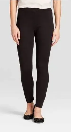 A New Day Hi Waist Ponte Leggings Black Wide Waist Power Stretch Ankle Length S thumbnail 1