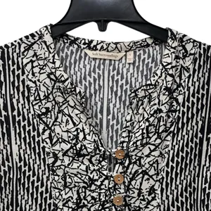 Soft Surroundings Raven Dress Womens Large Black‎ White Abstract Rayon Boho thumbnail 2