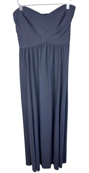Kimchi Blue Womens Strapless Sweetheart Maxi Dress Gray Pleated Bodice Large thumbnail 1