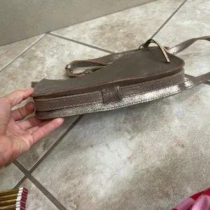 Madewell EUC Metallic Rose Gold Leather Crossbody Bag Zip Top Small Purse Bronze thumbnail 7