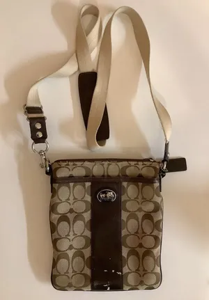Coach Khaki Legacy Signature Stripe Swingpack Crossbody Bag W/Hang Tag, Dust Bag thumbnail 1