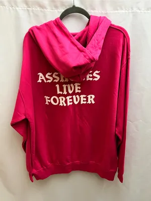 Assh**es Live Forever Pink Zip Hoodie Women’s XL Graphic Logo Oversized thumbnail 3