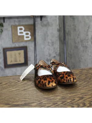 NWT A New Day Print Velvet Flats with Adjustable Strap Leopard Brown Multi 6.5M thumbnail 4