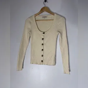 Madewell Scoop Neck Cardigan Sweater In Antique‎ Cream XS NG738 thumbnail 2
