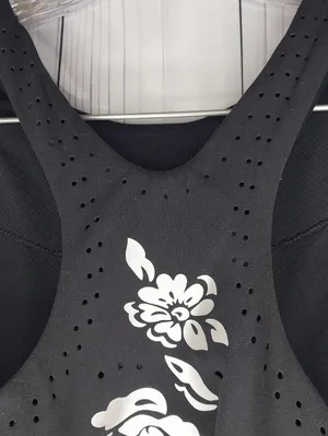 Athleta Black Floral Conscious Eyelet Racerback Cropped Activewear Tank Top thumbnail 6