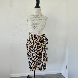 Vintage Leopard Print Sarong Wrap Large Scarf​ Black thumbnail 2