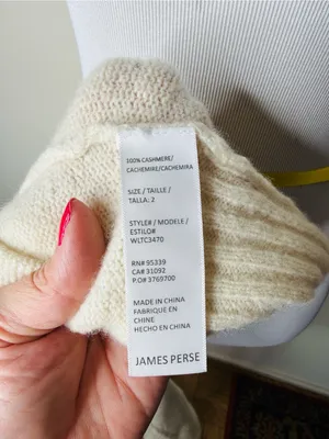 James Perse Cream Cashmere Faux Wrap Sweater thumbnail 4