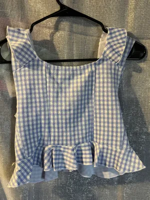 Urban Outfitters Light Blue Gingham Ruffle Tie-Front Crop Top thumbnail 6