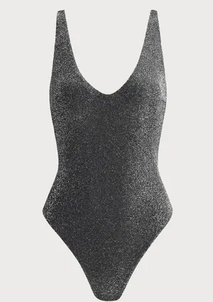 Berlook Black Lurex Cross Back One-Piece Swimsuit thumbnail 5