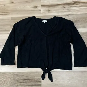 Madewell Black Textured Tie Blouse Top Women’s XL thumbnail 2