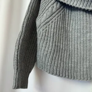 Forever 21 Solid Gray Y2K Off the Shoulder Baggy Pullover Sweater Size Medium thumbnail 2