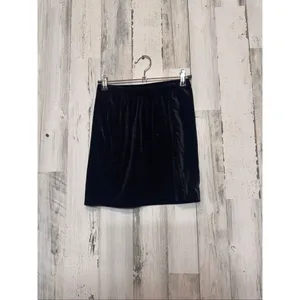 Petite XXS Black Velvet Mini Skirt with Side Slit thumbnail 5
