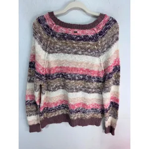O'Neill Small Multicolor Striped Sweater‎ Women's Boho Knit Pullover thumbnail 4