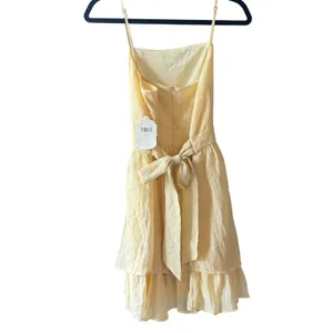 Altar'd State NWT Cottagecore Yellow Pinstripe Tiered Mini Dress L Coquette Romantic Whimsy thumbnail 4