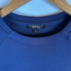 Quince Navy Blue Raglan Crewneck Sweatshirt Curved Tulip Hem Women‎ Small thumbnail 3