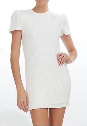 NWT Generation Love Puff Sleeve Donna Sequin Mini Dress‎ in Shell Sz Medium thumbnail 1