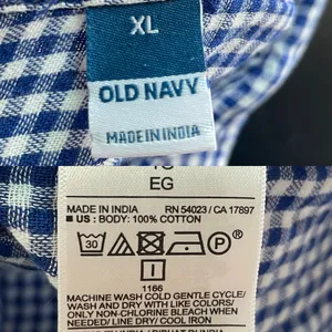 Old Navy Womens Shirt Blouse Blue White Gingham Plaid Boxy Button Up Size XL thumbnail 9