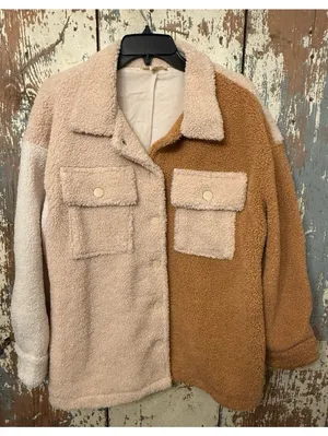 Entro colorblock Sherpa Fleece shacket size Small oversized thumbnail 1