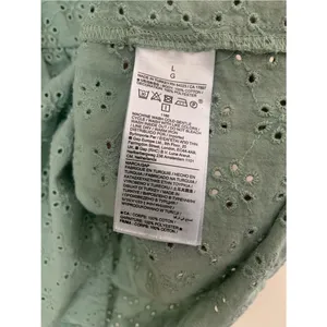 Gap Sage Green Cotton Eyelet Flutter Sleeve Button-Front Maternity Top L Spring thumbnail 4