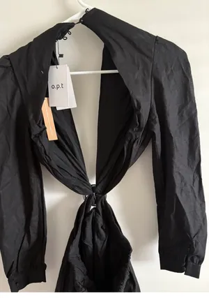 o.p.t Kimia Linen Cotton Cut Out Minimalist Black Elegant Dress Size Small thumbnail 12